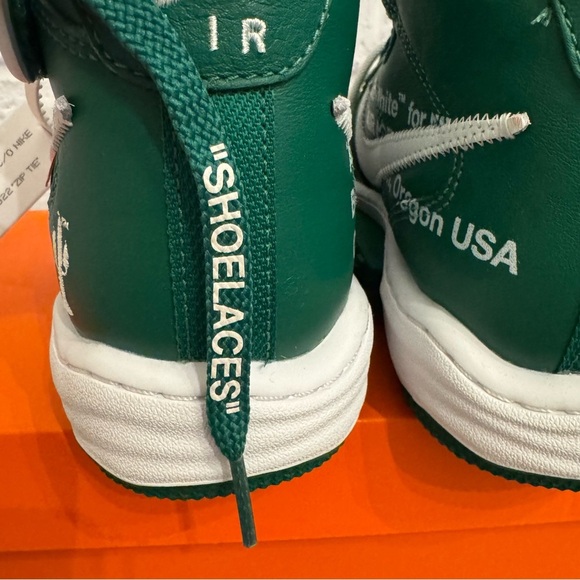 Nike AIR Force 1 MID X Off-White Mens Fashion Trainers in Green White Size 8 - Picture 6 of 7